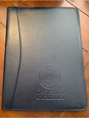 State Bar Of California Padfolio Navy Blue Faux Leather With Document Sleeve